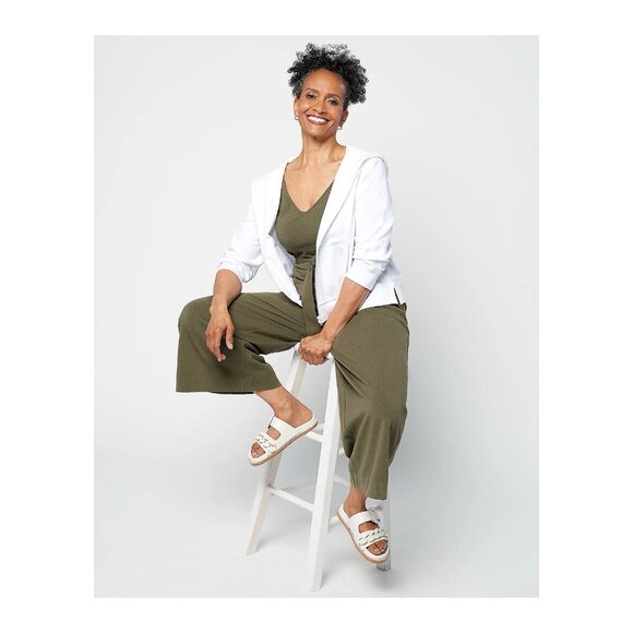 Encore by Idina Menzel Petite V-Neck Romper Size 3XP Olive A501321 - Picture 5 of 7